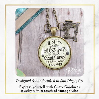 Gutsy Goodness Seamstress Necklace Hem Blessings Thankful Sewing Jewelry Gift - Gutsy Goodness;Seamstress Necklace Hem Blessings Thankful Sewing Jewelry Gift - Gutsy Goodness Handmade Jewelry Gifts