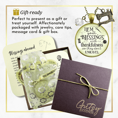 Gutsy Goodness Seamstress Necklace Hem Blessings Thankful Sewing Jewelry Gift - Gutsy Goodness;Seamstress Necklace Hem Blessings Thankful Sewing Jewelry Gift - Gutsy Goodness Handmade Jewelry Gifts