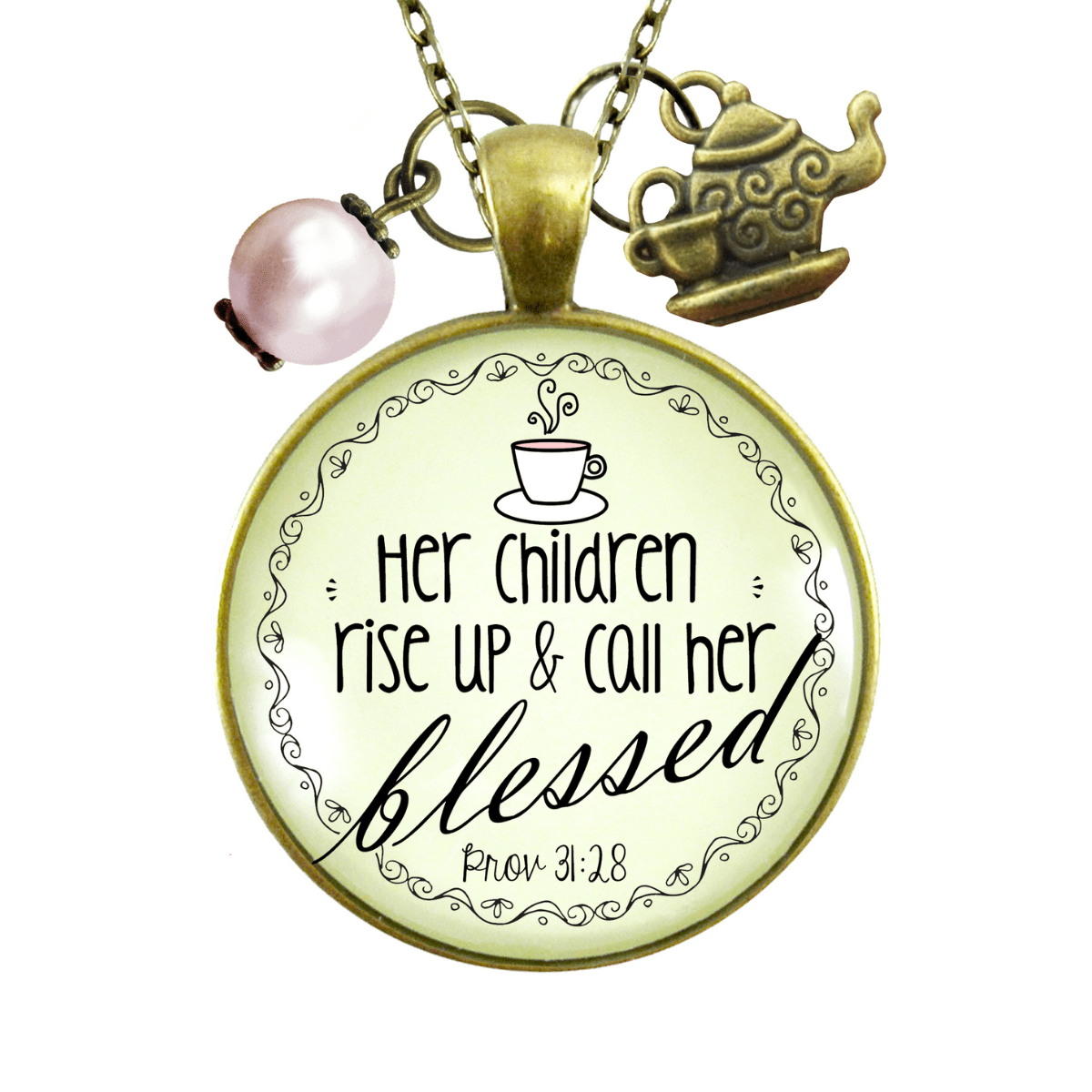 Gutsy Goodness Blessed Mother Necklace Proverb 31 Christian Mom Jewelry Teapot Charm - Gutsy Goodness;Blessed Mother Necklace Proverb 31 Christian Mom Jewelry Teapot Charm - Gutsy Goodness Handmade Jewelry Gifts
