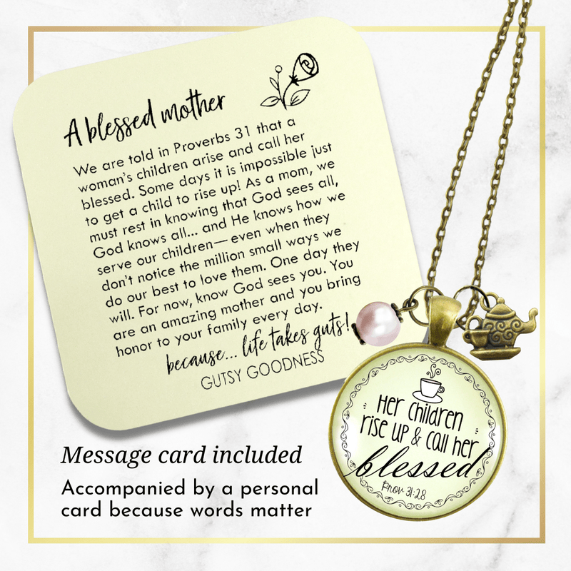 Gutsy Goodness Blessed Mother Necklace Proverb 31 Christian Mom Jewelry Teapot Charm - Gutsy Goodness;Blessed Mother Necklace Proverb 31 Christian Mom Jewelry Teapot Charm - Gutsy Goodness Handmade Jewelry Gifts