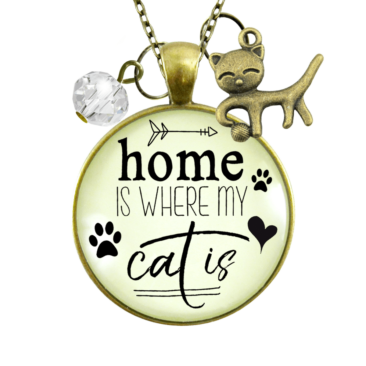 Gutsy Goodness Cat Necklace Home is Where My Cat is Kitty Saying Feline Gift Womens Jewelry - Gutsy Goodness Handmade Jewelry;Cat Necklace Home Is Where My Cat Is Kitty Saying Feline Gift Womens Jewelry - Gutsy Goodness Handmade Jewelry Gifts