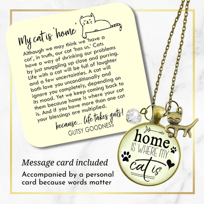 Gutsy Goodness Cat Necklace Home is Where My Cat is Kitty Saying Feline Gift Womens Jewelry - Gutsy Goodness Handmade Jewelry;Cat Necklace Home Is Where My Cat Is Kitty Saying Feline Gift Womens Jewelry - Gutsy Goodness Handmade Jewelry Gifts