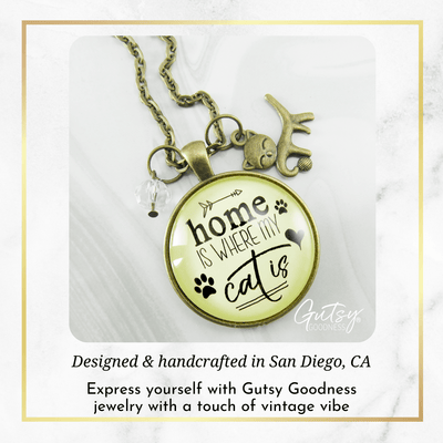 Gutsy Goodness Cat Necklace Home is Where My Cat is Kitty Saying Feline Gift Womens Jewelry - Gutsy Goodness Handmade Jewelry;Cat Necklace Home Is Where My Cat Is Kitty Saying Feline Gift Womens Jewelry - Gutsy Goodness Handmade Jewelry Gifts