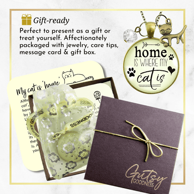 Gutsy Goodness Cat Necklace Home is Where My Cat is Kitty Saying Feline Gift Womens Jewelry - Gutsy Goodness Handmade Jewelry;Cat Necklace Home Is Where My Cat Is Kitty Saying Feline Gift Womens Jewelry - Gutsy Goodness Handmade Jewelry Gifts