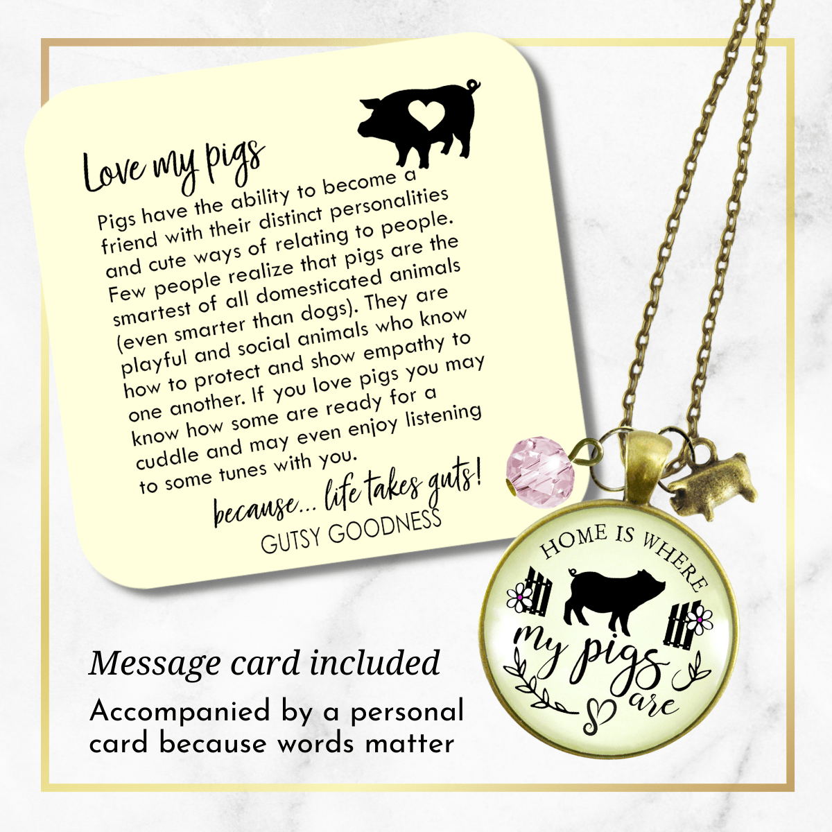 Gutsy Goodness Pig Necklace Home is Where My Pigs are Farmer Girl Inspired Jewelry - Gutsy Goodness;Pig Necklace Home Is Where My Pigs Are Farmer Girl Inspired Jewelry - Gutsy Goodness Handmade Jewelry Gifts