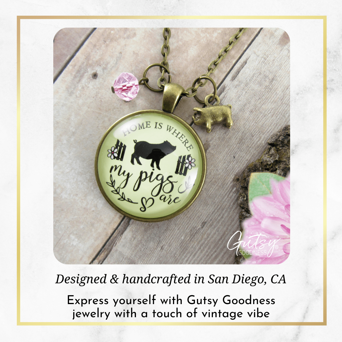 Gutsy Goodness Pig Necklace Home is Where My Pigs are Farmer Girl Inspired Jewelry - Gutsy Goodness;Pig Necklace Home Is Where My Pigs Are Farmer Girl Inspired Jewelry - Gutsy Goodness Handmade Jewelry Gifts