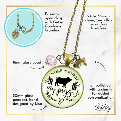 Gutsy Goodness Pig Necklace Home is Where My Pigs are Farmer Girl Inspired Jewelry - Gutsy Goodness;Pig Necklace Home Is Where My Pigs Are Farmer Girl Inspired Jewelry - Gutsy Goodness Handmade Jewelry Gifts