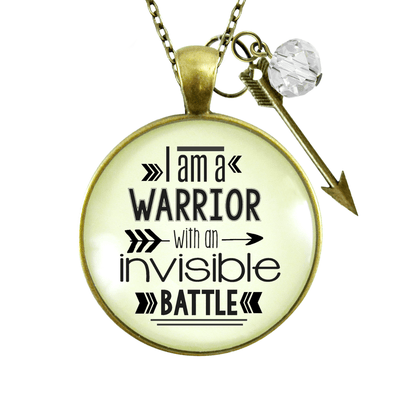 Gutsy Goodness I am a Warrior Invisible Battle Necklace Awareness Ribbon Charm - Gutsy Goodness Handmade Jewelry;I Am A Warrior Invisible Battle Necklace Awareness Ribbon Charm - Gutsy Goodness Handmade Jewelry Gifts