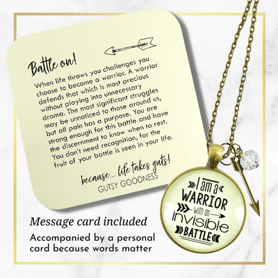 Gutsy Goodness I am a Warrior Invisible Battle Necklace Awareness Ribbon Charm - Gutsy Goodness Handmade Jewelry;I Am A Warrior Invisible Battle Necklace Awareness Ribbon Charm - Gutsy Goodness Handmade Jewelry Gifts