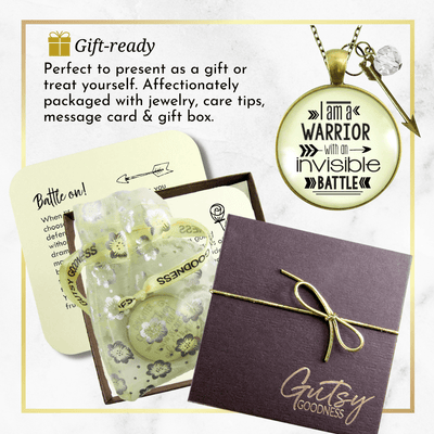 Gutsy Goodness I am a Warrior Invisible Battle Necklace Awareness Ribbon Charm - Gutsy Goodness Handmade Jewelry;I Am A Warrior Invisible Battle Necklace Awareness Ribbon Charm - Gutsy Goodness Handmade Jewelry Gifts