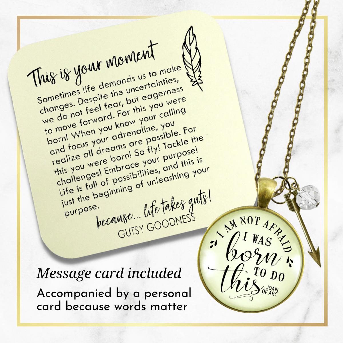 Gutsy Goodness I Am Not Afraid Necklace I Was Born Quote Joan of Arc Boho Jewelry - Gutsy Goodness Handmade Jewelry;I Am Not Afraid Necklace I Was Born Quote Joan Of Arc Boho Jewelry - Gutsy Goodness Handmade Jewelry Gifts