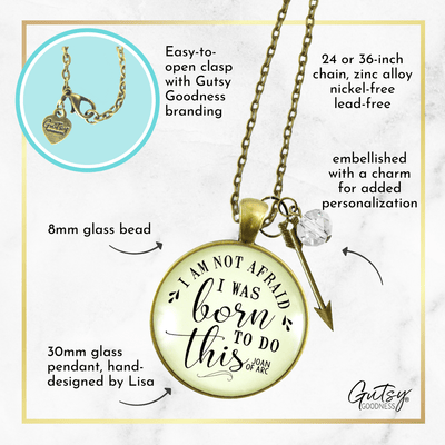 Gutsy Goodness I Am Not Afraid Necklace I Was Born Quote Joan of Arc Boho Jewelry - Gutsy Goodness Handmade Jewelry;I Am Not Afraid Necklace I Was Born Quote Joan Of Arc Boho Jewelry - Gutsy Goodness Handmade Jewelry Gifts