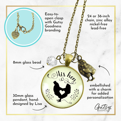 Gutsy Goodness His Hen Necklace For Chicken Mom Vintage Inspired Jewlery - Gutsy Goodness;His Hen Necklace For Chicken Mom Vintage Inspired Jewlery - Gutsy Goodness Handmade Jewelry Gifts
