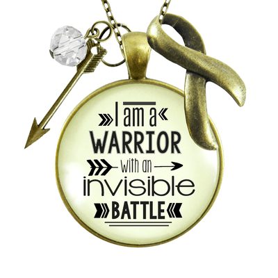 Gutsy Goodness I am a Warrior Invisible Battle Necklace Strong Women Quote Charm - Gutsy Goodness Handmade Jewelry;I Am A Warrior Invisible Battle Necklace Strong Women Quote Charm - Gutsy Goodness Handmade Jewelry Gifts