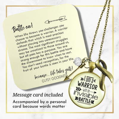 Gutsy Goodness I am a Warrior Invisible Battle Necklace Strong Women Quote Charm - Gutsy Goodness Handmade Jewelry;I Am A Warrior Invisible Battle Necklace Strong Women Quote Charm - Gutsy Goodness Handmade Jewelry Gifts