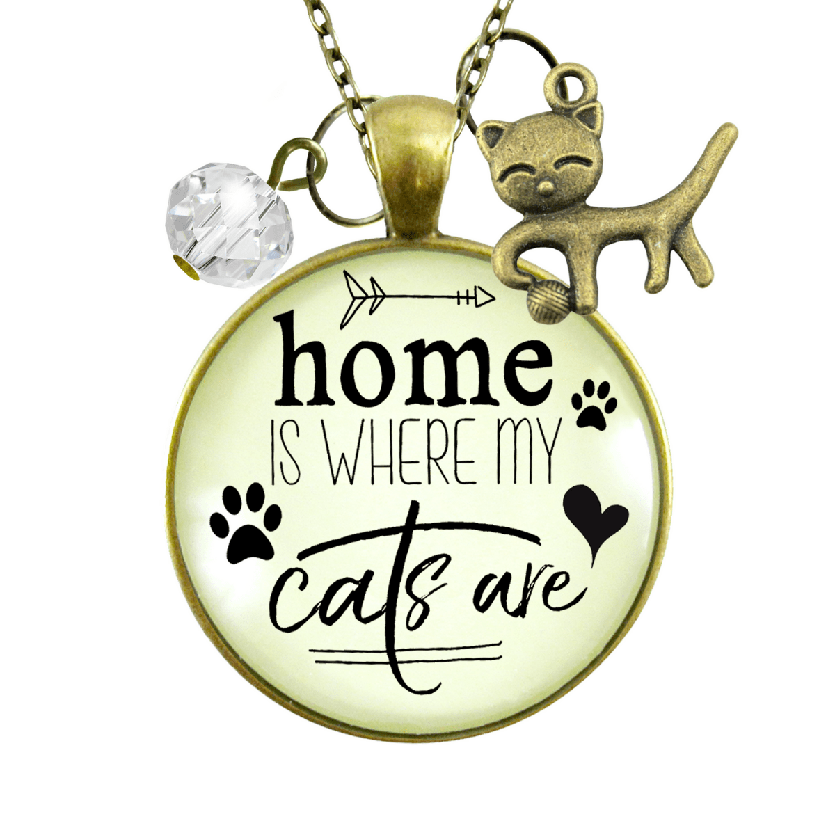 Gutsy Goodness Cats Necklace Home is Where My Cats Kitty Saying Feline Gift Womens Jewelry - Gutsy Goodness Handmade Jewelry;Cats Necklace Home Is Where My Cats Kitty Saying Feline Gift Womens Jewelry - Gutsy Goodness Handmade Jewelry Gifts
