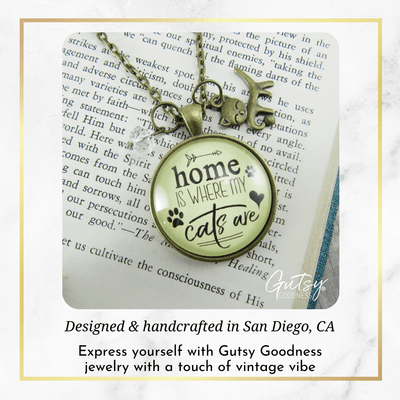 Gutsy Goodness Cats Necklace Home is Where My Cats Kitty Saying Feline Gift Womens Jewelry - Gutsy Goodness Handmade Jewelry;Cats Necklace Home Is Where My Cats Kitty Saying Feline Gift Womens Jewelry - Gutsy Goodness Handmade Jewelry Gifts