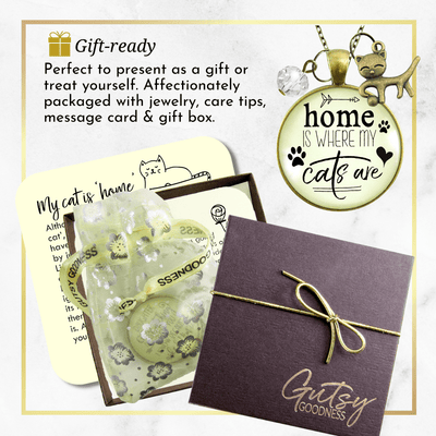 Gutsy Goodness Cats Necklace Home is Where My Cats Kitty Saying Feline Gift Womens Jewelry - Gutsy Goodness Handmade Jewelry;Cats Necklace Home Is Where My Cats Kitty Saying Feline Gift Womens Jewelry - Gutsy Goodness Handmade Jewelry Gifts
