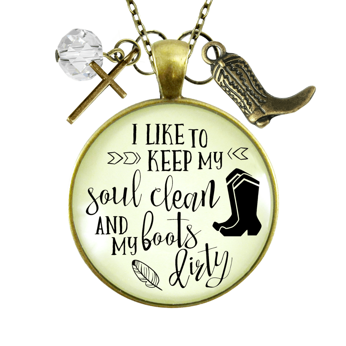Gutsy Goodness Western Cross Necklace Keep Soul Clean Boots Dirty Southern Jewelry - Gutsy Goodness Handmade Jewelry;Western Cross Necklace Keep Soul Clean Boots Dirty Southern Jewelry - Gutsy Goodness Handmade Jewelry Gifts