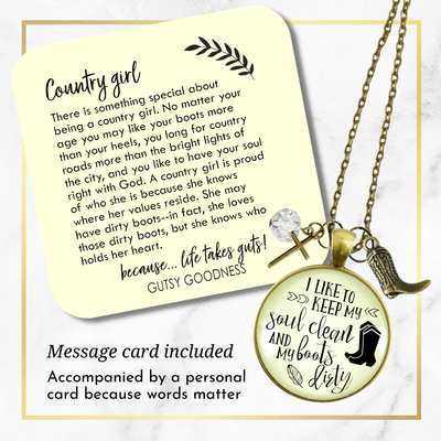 Gutsy Goodness Western Cross Necklace Keep Soul Clean Boots Dirty Southern Jewelry - Gutsy Goodness Handmade Jewelry;Western Cross Necklace Keep Soul Clean Boots Dirty Southern Jewelry - Gutsy Goodness Handmade Jewelry Gifts