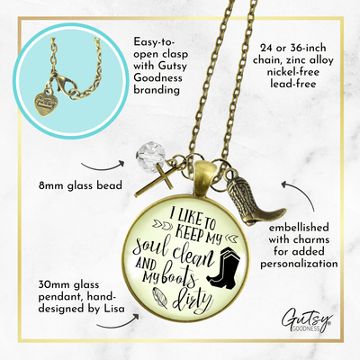 Gutsy Goodness Western Cross Necklace Keep Soul Clean Boots Dirty Southern Jewelry - Gutsy Goodness Handmade Jewelry;Western Cross Necklace Keep Soul Clean Boots Dirty Southern Jewelry - Gutsy Goodness Handmade Jewelry Gifts