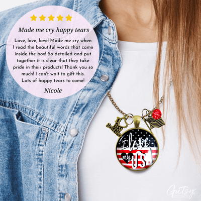 Gutsy Goodness I Love My Soldier Necklace American Flag USA Patriotic Pendant - Gutsy Goodness Handmade Jewelry;I Love My Soldier Necklace American Flag Usa Patriotic Pendant - Gutsy Goodness Handmade Jewelry Gifts