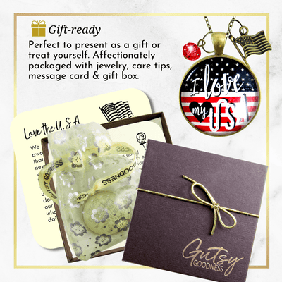 Gutsy Goodness I Love My USA Necklace American Flag USA Patriotic Pendant - Gutsy Goodness Handmade Jewelry;I Love My Usa Necklace American Flag Usa Patriotic Pendant - Gutsy Goodness Handmade Jewelry Gifts