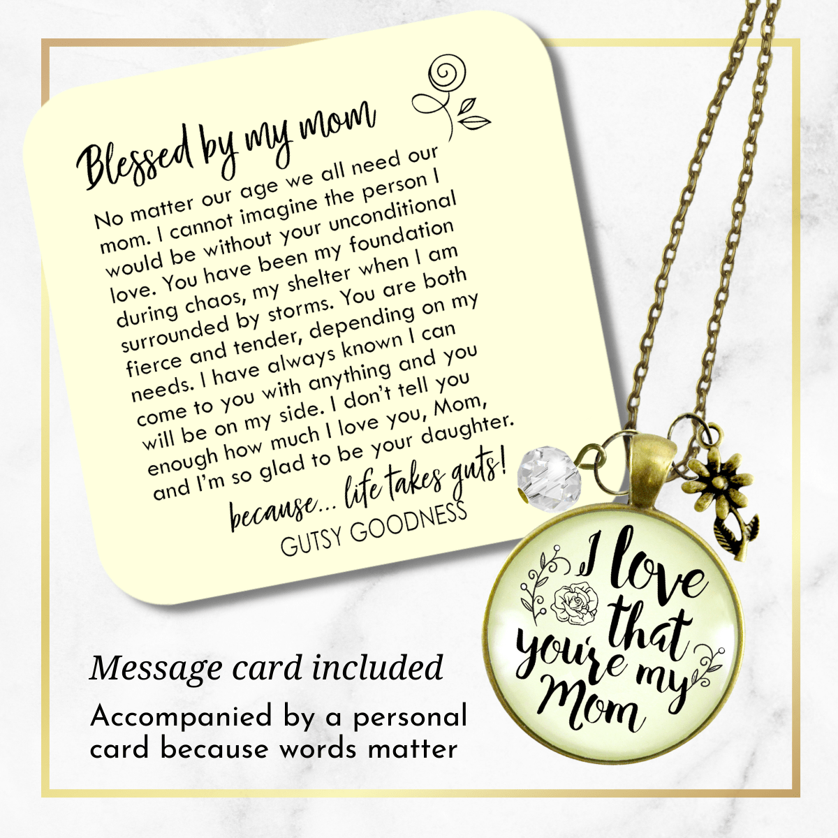 Gutsy Goodness My Mom Necklace I Love You Meaningful Quote Gift from Daughter - Gutsy Goodness;My Mom Necklace I Love You Meaningful Quote Gift From Daughter - Gutsy Goodness Handmade Jewelry Gifts