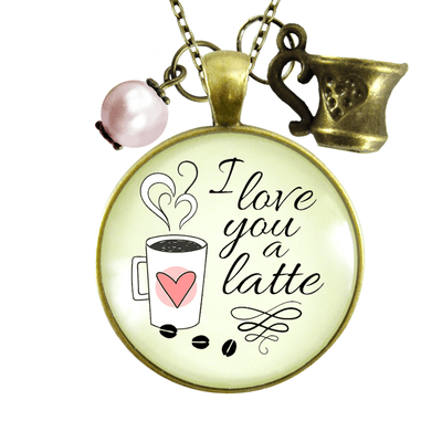 Gutsy Goodness Coffee Necklace Love You Latte Romantic Quote Caffeine Jewelry Gift - Gutsy Goodness;Coffee Necklace Love You Latte Romantic Quote Caffeine Jewelry Gift - Gutsy Goodness Handmade Jewelry Gifts