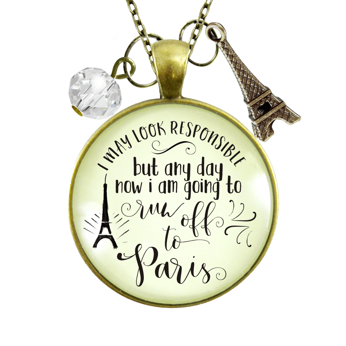 Gutsy Goodness Paris Necklace I May France Themed Jewelry Quote Eiffel Tower Charm Gift - Gutsy Goodness;Paris Necklace I May France Themed Jewelry Quote Eiffel Tower Charm Gift - Gutsy Goodness Handmade Jewelry Gifts