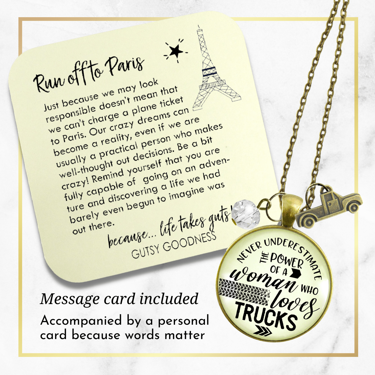 Gutsy Goodness Paris Necklace I May France Themed Jewelry Quote Eiffel Tower Charm Gift - Gutsy Goodness;Paris Necklace I May France Themed Jewelry Quote Eiffel Tower Charm Gift - Gutsy Goodness Handmade Jewelry Gifts