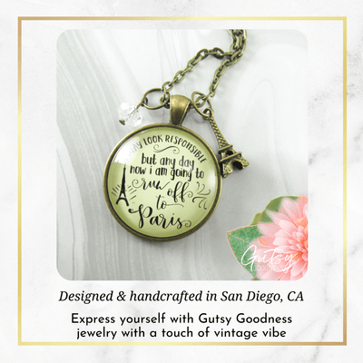 Gutsy Goodness Paris Necklace I May France Themed Jewelry Quote Eiffel Tower Charm Gift - Gutsy Goodness;Paris Necklace I May France Themed Jewelry Quote Eiffel Tower Charm Gift - Gutsy Goodness Handmade Jewelry Gifts