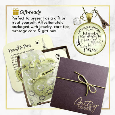 Gutsy Goodness Paris Necklace I May France Themed Jewelry Quote Eiffel Tower Charm Gift - Gutsy Goodness;Paris Necklace I May France Themed Jewelry Quote Eiffel Tower Charm Gift - Gutsy Goodness Handmade Jewelry Gifts