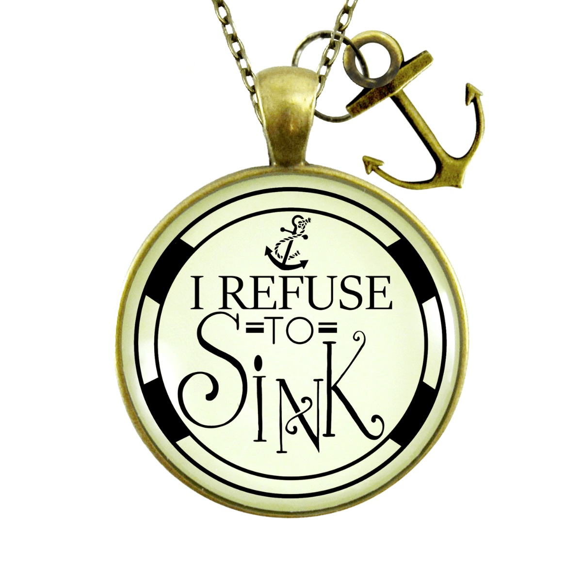 Anchor Necklace I Refuse to Sink Courage Nautical Theme Charm Jewelry - Gutsy Goodness Handmade Jewelry;Anchor Necklace I Refuse To Sink Courage Nautical Theme Charm Jewelry - Gutsy Goodness Handmade Jewelry Gifts