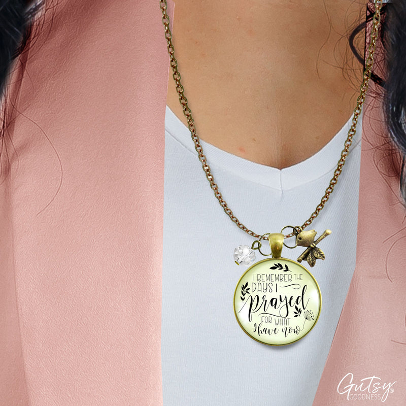 Grateful Necklace Remember Days I Prayed Blessed Bird Jewelry