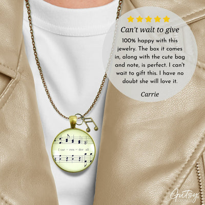 Gutsy Goodness I Surrender All Necklace Vintage Hymn Music Jewelry Note Charm - Gutsy Goodness;I Surrender All Necklace Vintage Hymn Music Jewelry Note Charm - Gutsy Goodness Handmade Jewelry Gifts
