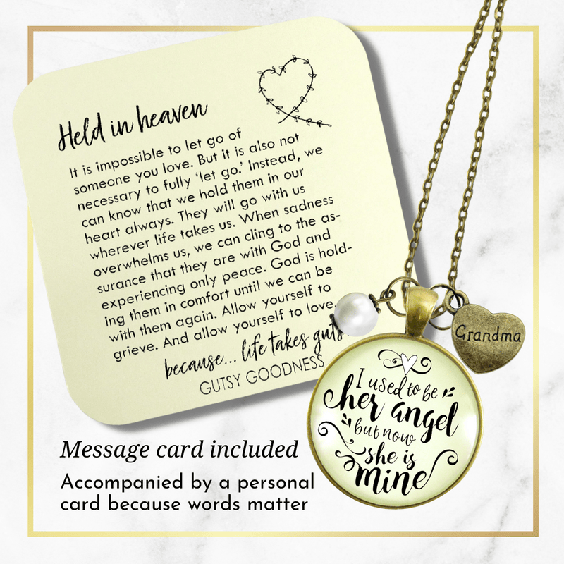 Gutsy Goodness Grandma Memorial Necklace I Used to Be Her Angel Now She's Mine Sympathy Gift - Gutsy Goodness;Grandma Memorial Necklace I Used To Be Her Angel Now She's Mine Sympathy Gift - Gutsy Goodness Handmade Jewelry Gifts