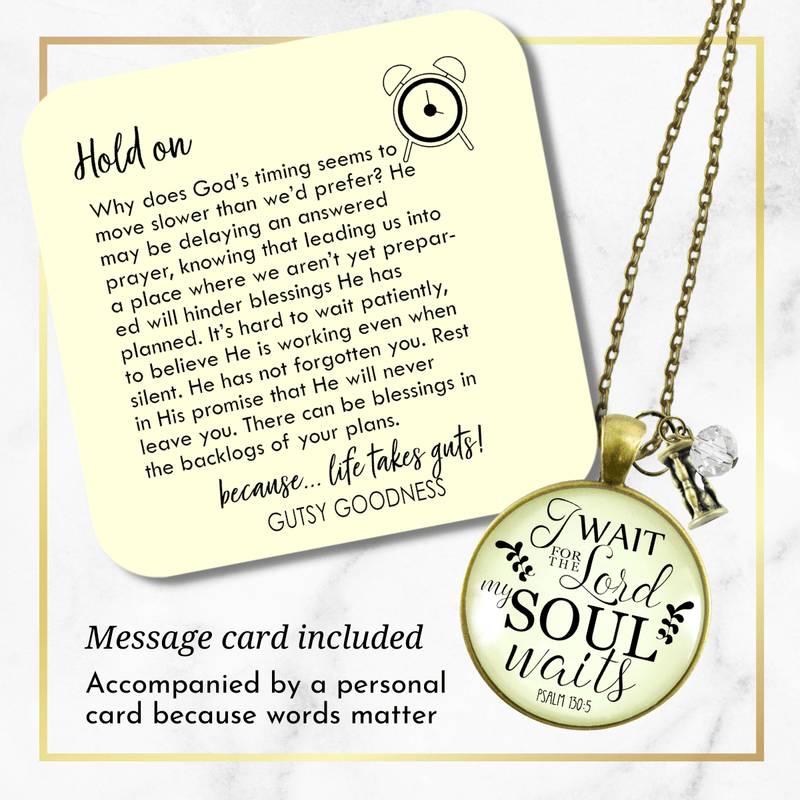 Gutsy Goodness Christian Necklace I Wait for Lord Psalm Bible Word Meaning Jewelry - Gutsy Goodness;Christian Necklace I Wait For Lord Psalm Bible Word Meaning Jewelry - Gutsy Goodness Handmade Jewelry Gifts