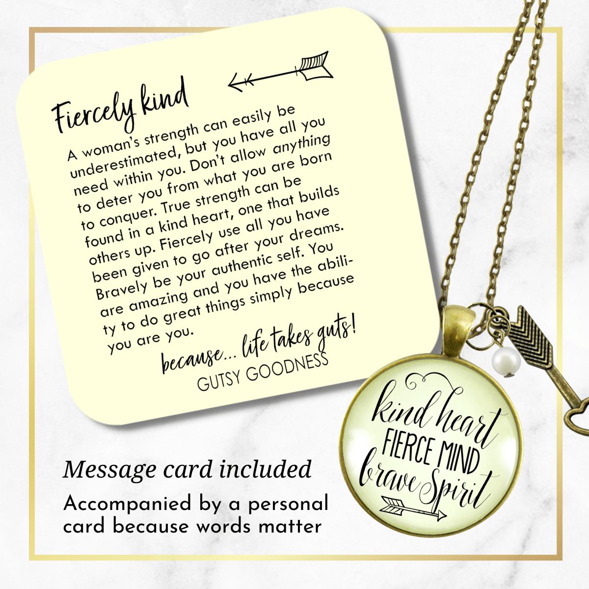 Gutsy Goodness Kindness Necklace Kind Heart Fierce Mind Brave Spirit Quote Jewelry - Gutsy Goodness Handmade Jewelry;Kindness Necklace Kind Heart Fierce Mind Brave Spirit Quote Jewelry - Gutsy Goodness Handmade Jewelry Gifts