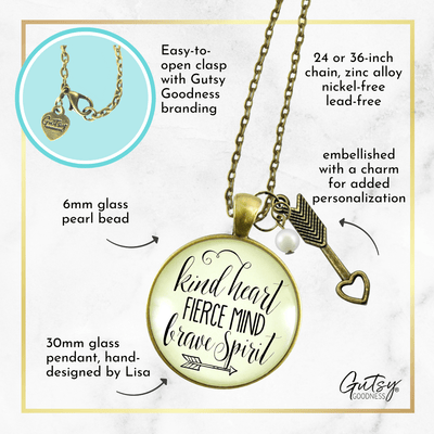 Gutsy Goodness Kindness Necklace Kind Heart Fierce Mind Brave Spirit Quote Jewelry - Gutsy Goodness Handmade Jewelry;Kindness Necklace Kind Heart Fierce Mind Brave Spirit Quote Jewelry - Gutsy Goodness Handmade Jewelry Gifts