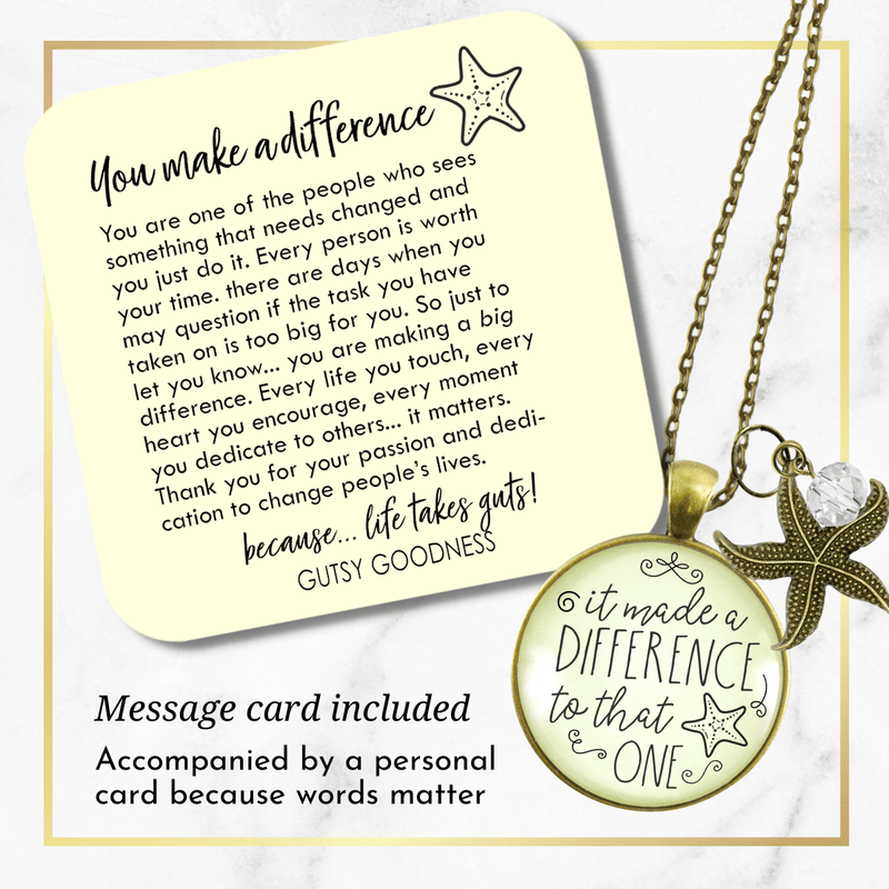Gutsy Goodness Starfish Necklace Made Difference That One Teacher Story Appreciate Gift Jewelry - Gutsy Goodness Handmade Jewelry;Starfish Necklace Made Difference That One Teacher Story Appreciate Gift Jewelry - Gutsy Goodness Handmade Jewelry Gifts