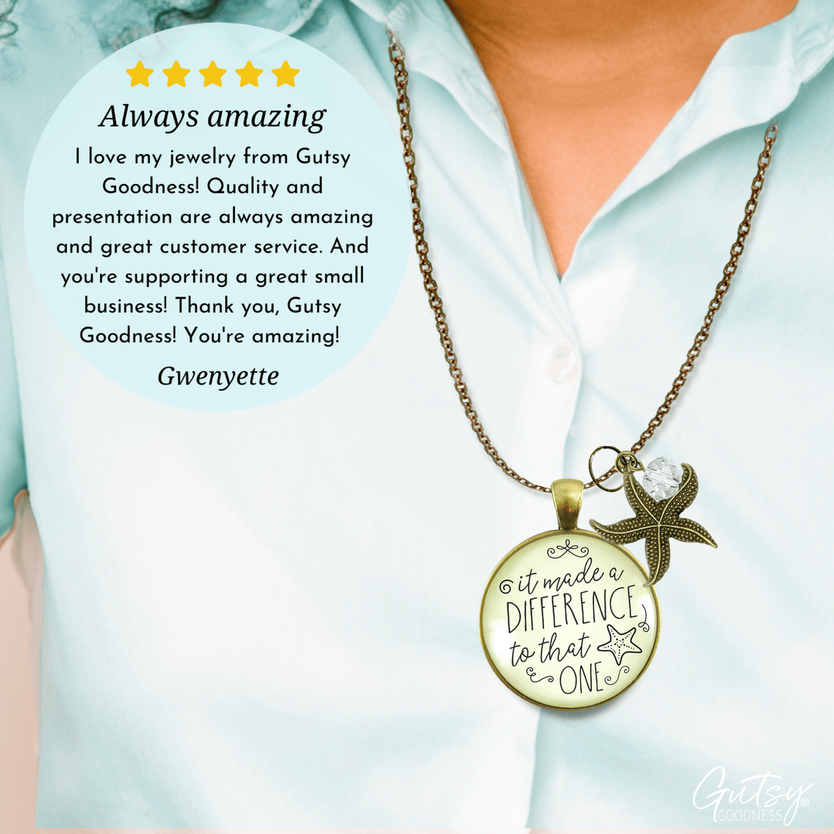 Gutsy Goodness Starfish Necklace Made Difference That One Teacher Story Appreciate Gift Jewelry - Gutsy Goodness Handmade Jewelry;Starfish Necklace Made Difference That One Teacher Story Appreciate Gift Jewelry - Gutsy Goodness Handmade Jewelry Gifts