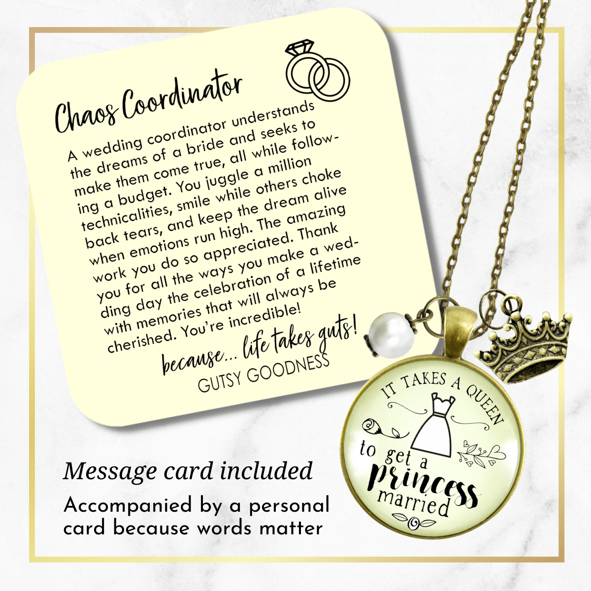 Gutsy Goodness Wedding Planner Necklace Takes Queen Bridesmaid Gift Princess Jewelry - Gutsy Goodness Handmade Jewelry;Wedding Planner Necklace Takes Queen Bridesmaid Gift Princess Jewelry - Gutsy Goodness Handmade Jewelry Gifts