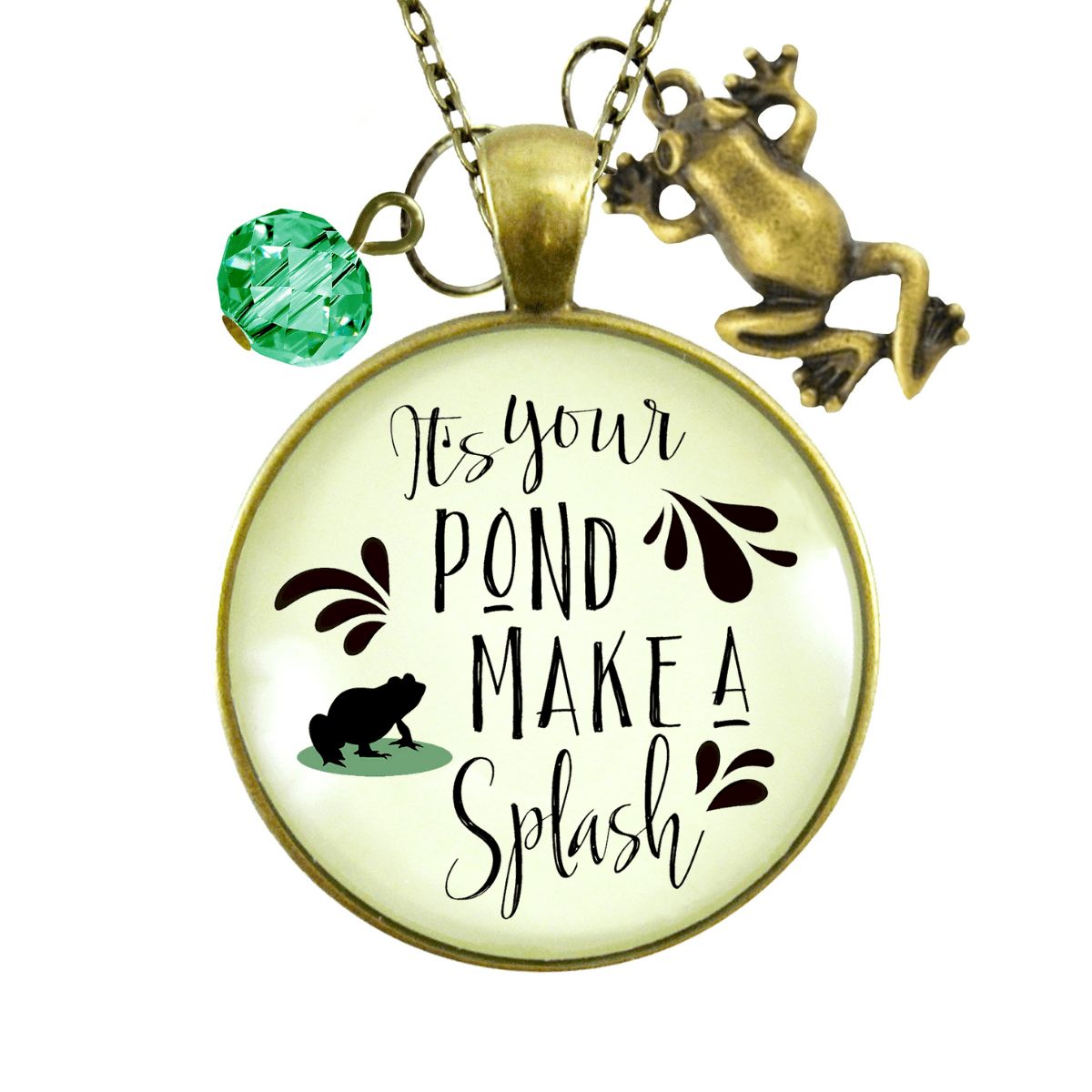 Gutsy Goodness Frog Necklace It's Your Pond Make a Splash Success Life Quote Jewelry - Gutsy Goodness Handmade Jewelry;Frog Necklace It's Your Pond Make A Splash Success Life Quote Jewelry - Gutsy Goodness Handmade Jewelry Gifts