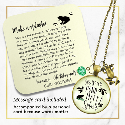 Gutsy Goodness Frog Necklace It's Your Pond Make a Splash Success Life Quote Jewelry - Gutsy Goodness Handmade Jewelry;Frog Necklace It's Your Pond Make A Splash Success Life Quote Jewelry - Gutsy Goodness Handmade Jewelry Gifts