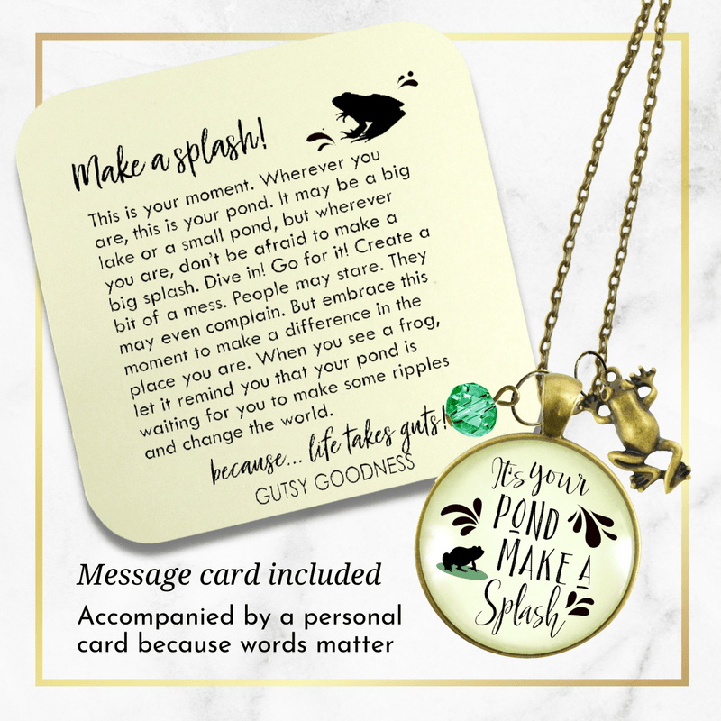 Gutsy Goodness Frog Necklace It's Your Pond Make a Splash Success Life Quote Jewelry - Gutsy Goodness Handmade Jewelry;Frog Necklace It's Your Pond Make A Splash Success Life Quote Jewelry - Gutsy Goodness Handmade Jewelry Gifts