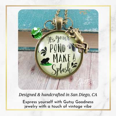 Gutsy Goodness Frog Necklace It's Your Pond Make a Splash Success Life Quote Jewelry - Gutsy Goodness Handmade Jewelry;Frog Necklace It's Your Pond Make A Splash Success Life Quote Jewelry - Gutsy Goodness Handmade Jewelry Gifts