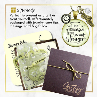 13.1 Marathon Runner Necklace Hasn't Gotten Easier Stronger Athlete Mantra Jewel  Necklace - Gutsy Goodness Handmade Jewelry