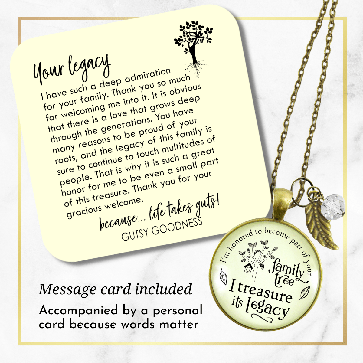 Mother Necklace Family Tree Jewelry Blended Step in Law Families Gift - Gutsy Goodness