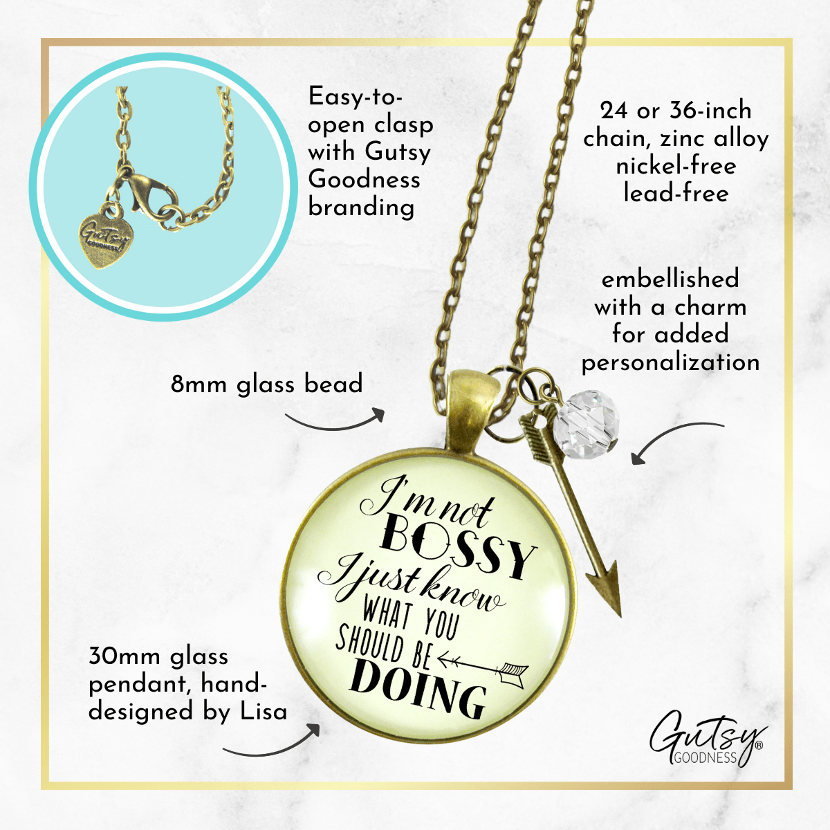 Gutsy Goodness I'm Not Bossy I Just Know What You Should Be Doing Necklace Jewelry Gift - Gutsy Goodness Handmade Jewelry;I'm Not Bossy I Just Know What You Should Be Doing Necklace Jewelry Gift - Gutsy Goodness Handmade Jewelry Gifts